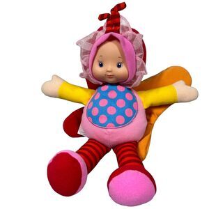 HK City Toys Butterfly Baby 12” Hard Face Plush Body Doll Rattle Toy Doll